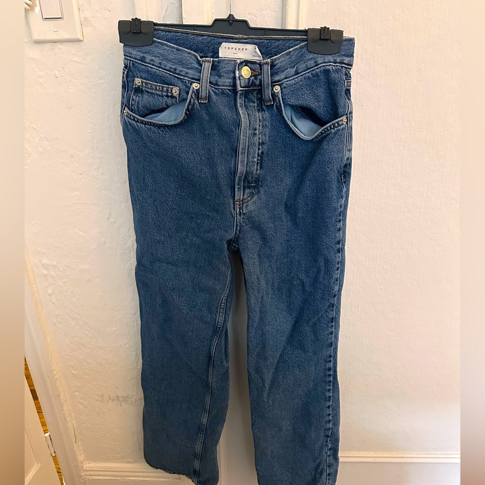 Topshop Kort straight leg jeans, W 27 L 30